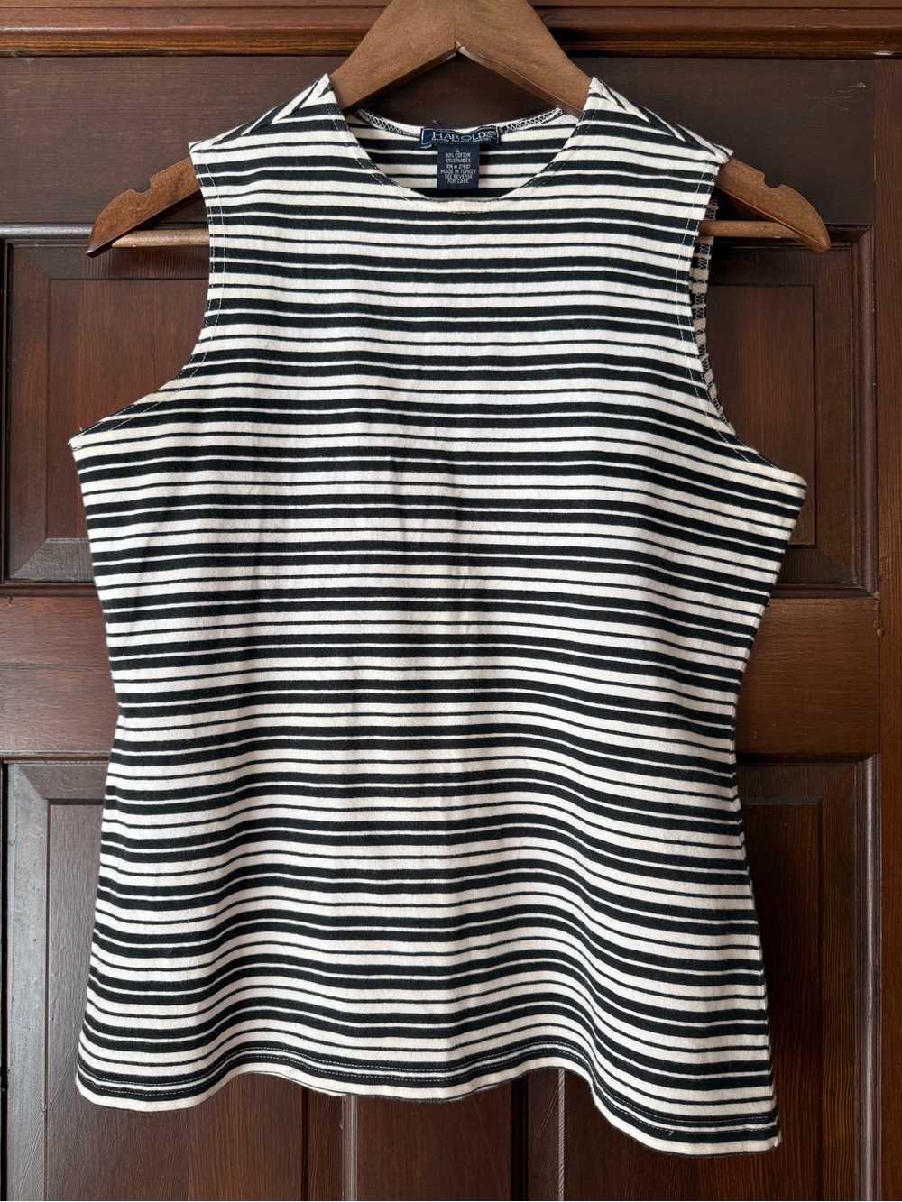Harold's Black and White Striped Sleeveless Tank